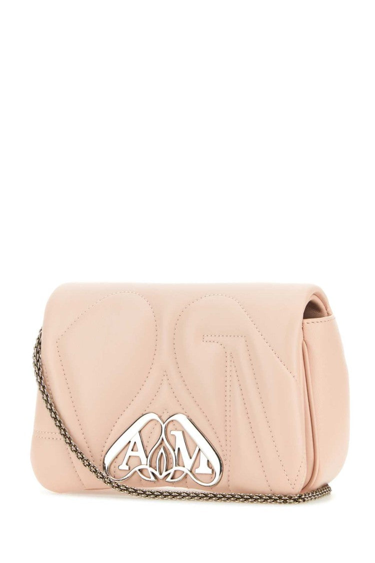 Alexander Mcqueen Pastel Pink Leather Mini Seal Clutch