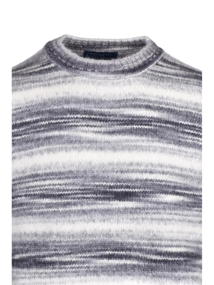 Daniele Fiesoli Crewneck Sweater With Gradient Stripe Design And Ribbed Details
