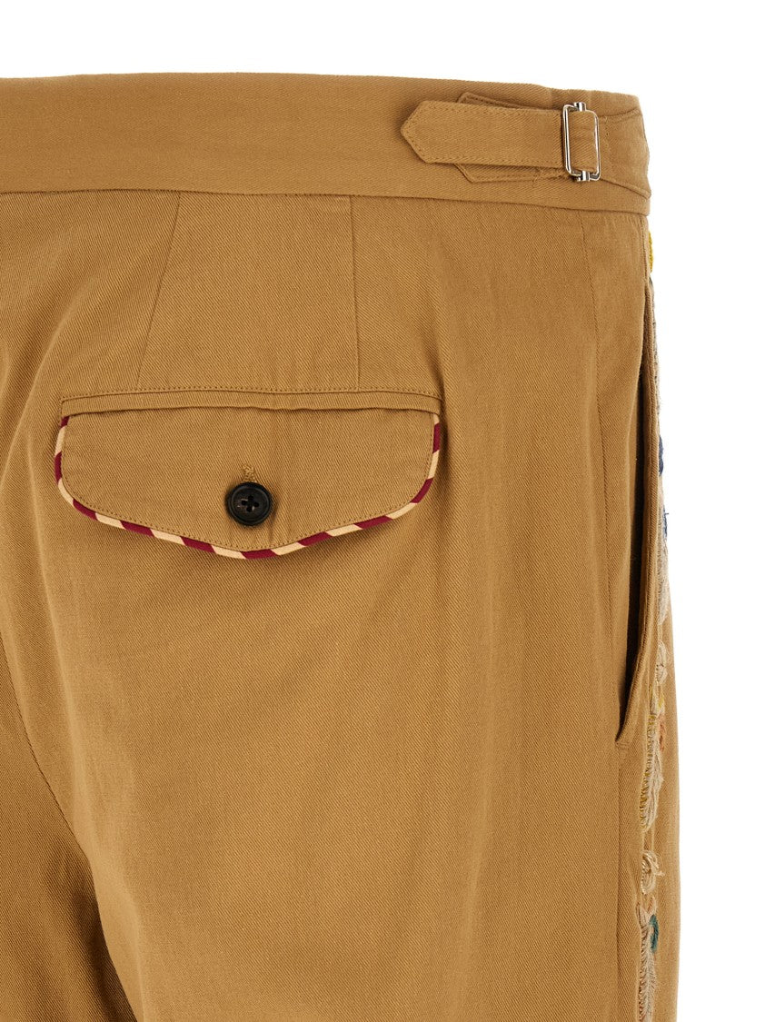Mm6 By Maison Margiela Stone-Washed Denim Casual Pants With Embroidered Detailing