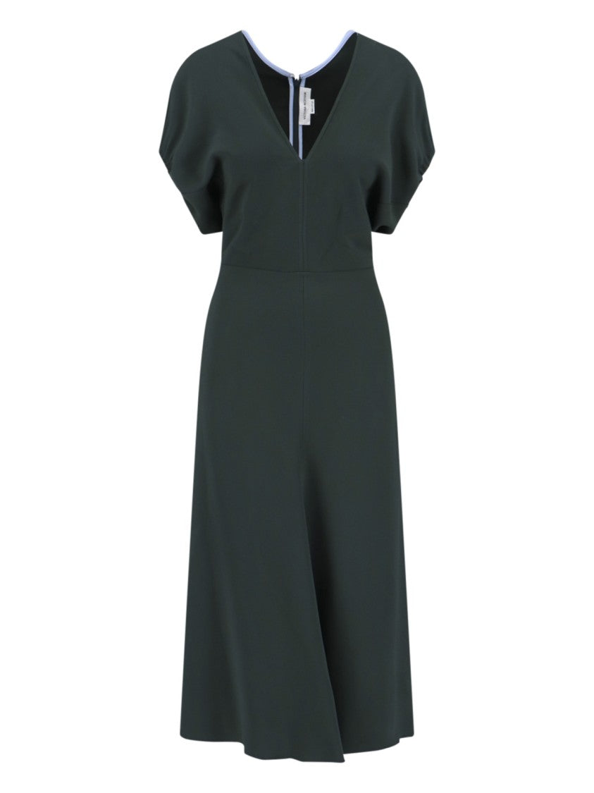 Victoria Beckham Draped Midi Dress Green