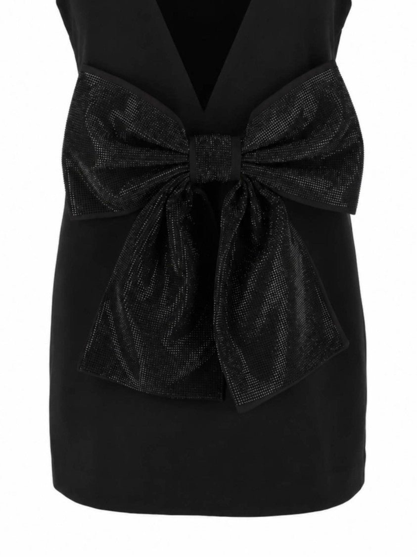 Eleh Black Sleeveless Bow Mini Dress
