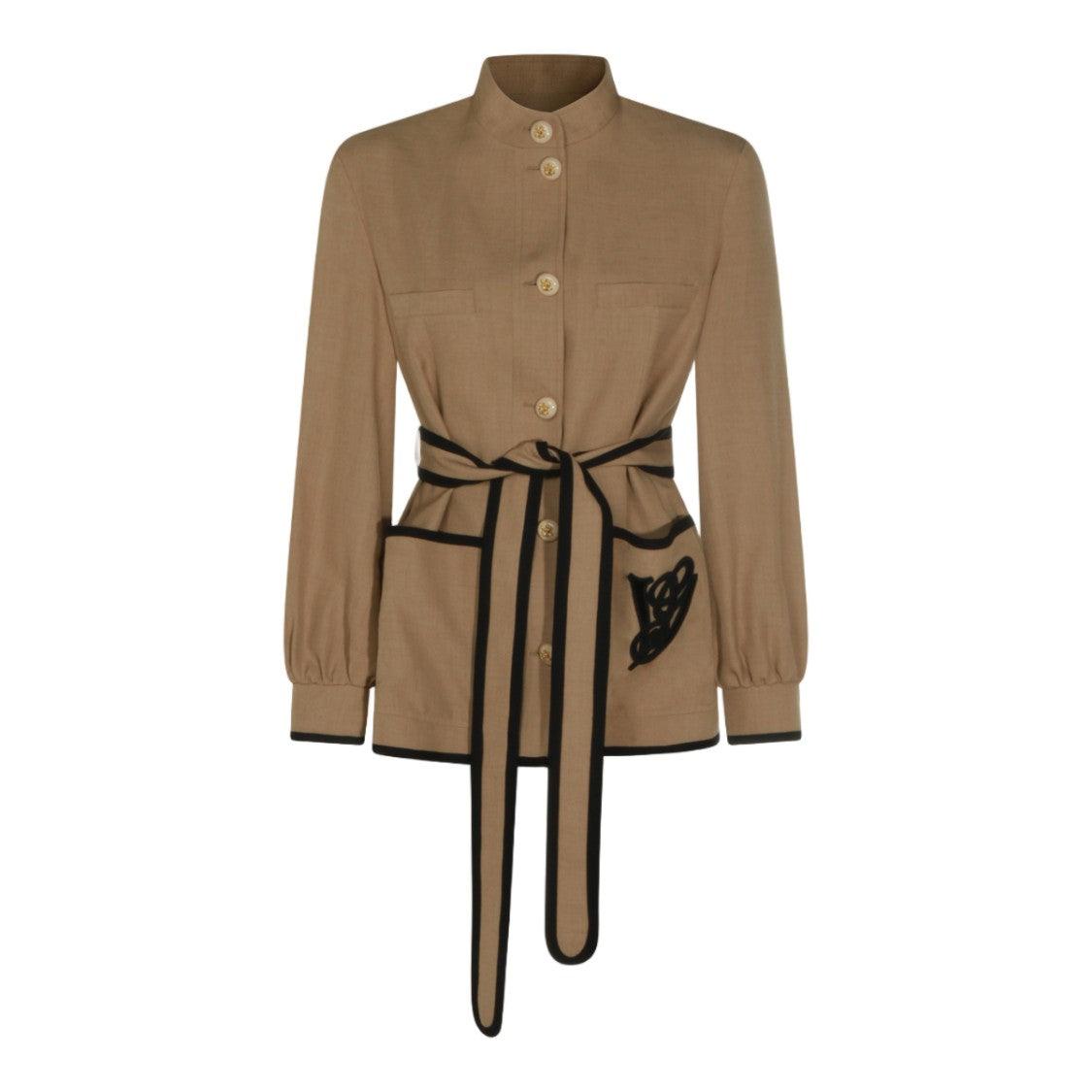 Valentino Structured Brown Jacket With High Collar