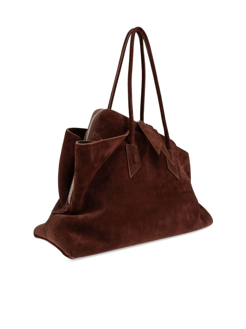The Attico La Passeggiata Medium Slouchy Suede Handbag - Brown