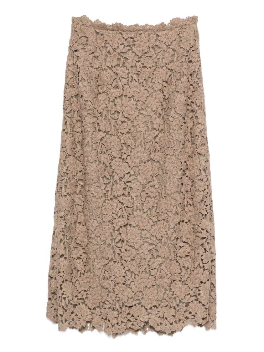 Ermanno Scervino Delicate Floral Lace Midi Skirt