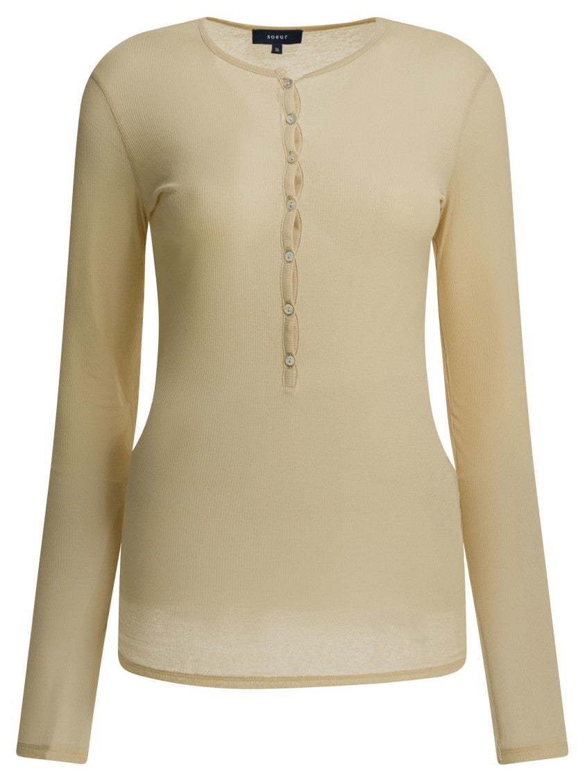 Soeur Ribbed Knit Long-Sleeved Top