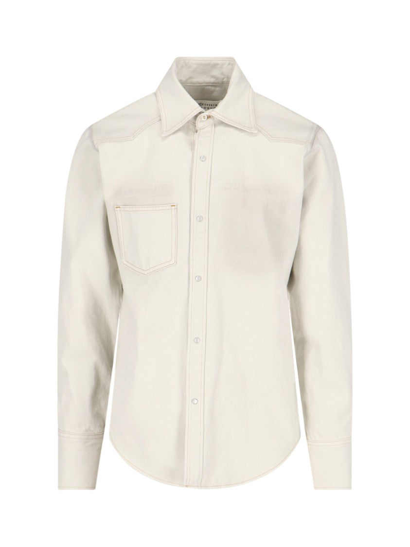 Maison Margiela Cream Cotton Denim Shirt