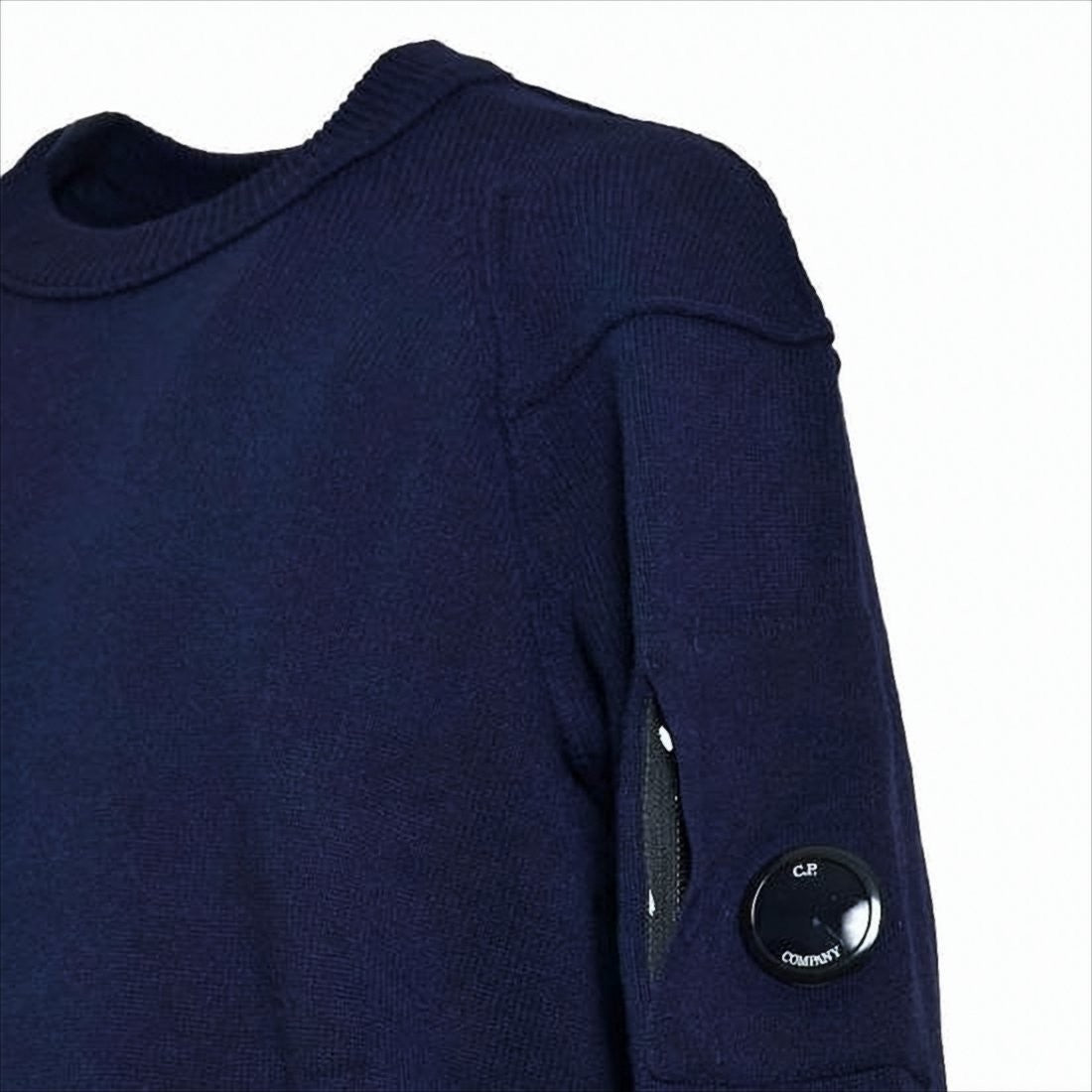 C.P. Company Deep Navy Knit Sweater With Signature Lens Detail