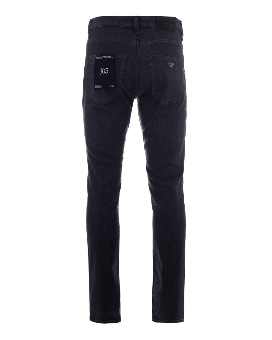 Emporio Armani Straight-Leg Medium Grey Denim Jeans With Five-Pocket Design
