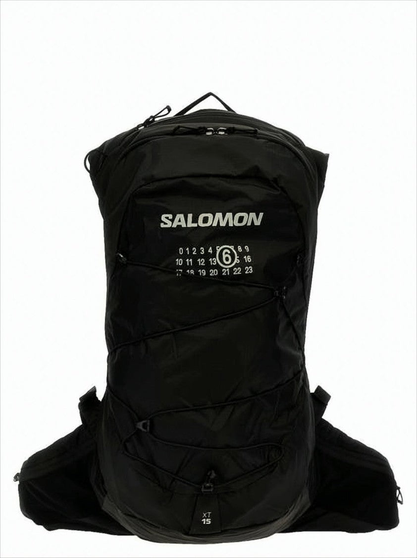 Mm6 By Maison Margiela Structured Black Backpack With Bold Logo Detailing