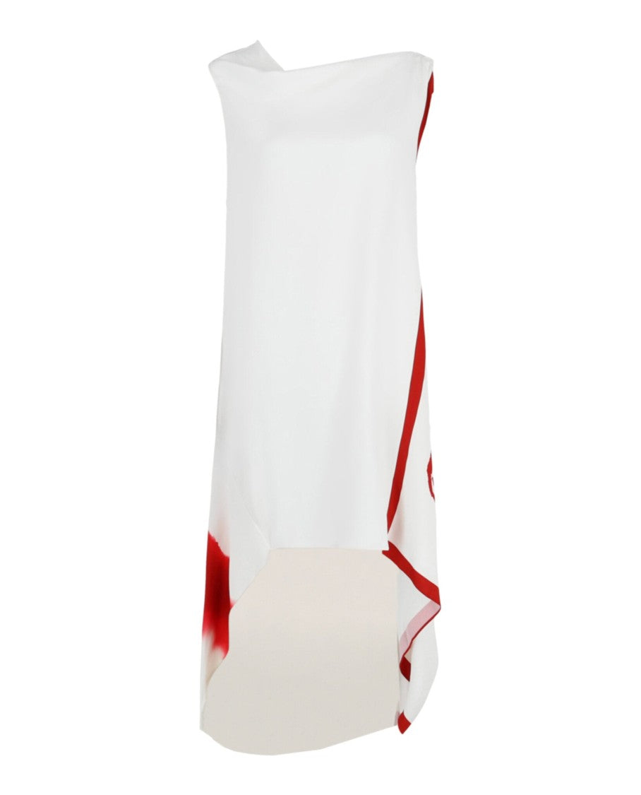 Ferragamo Printed Draped High-Low Dress