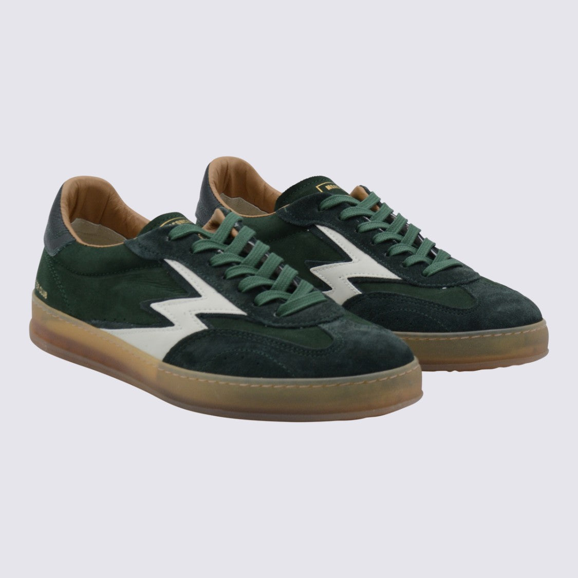 Moaconcept Dark Green Leather Sneakers From Moaconcept Featuring Round Toe, Laces Fastening, Suede Details, Logo, Branded Insole And Flat Rubber Sole.