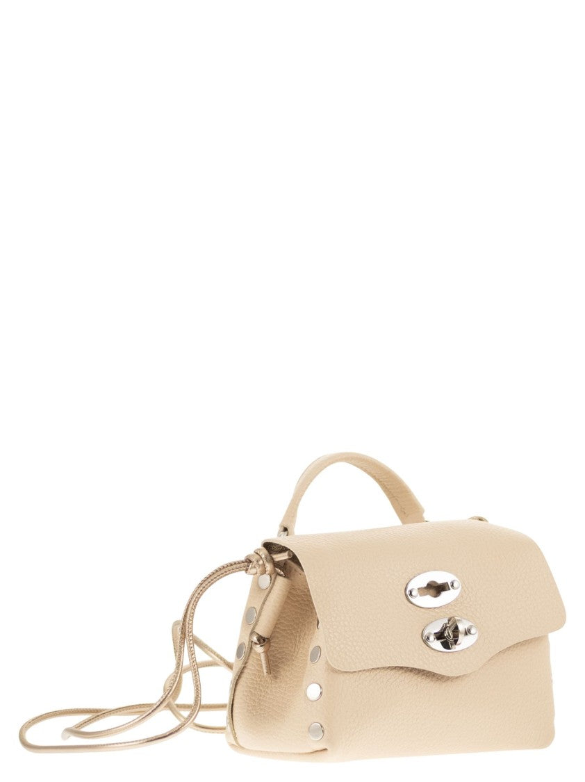 Zanellato Compact Grained Calfskin Shoulder Bag With Double Clasp