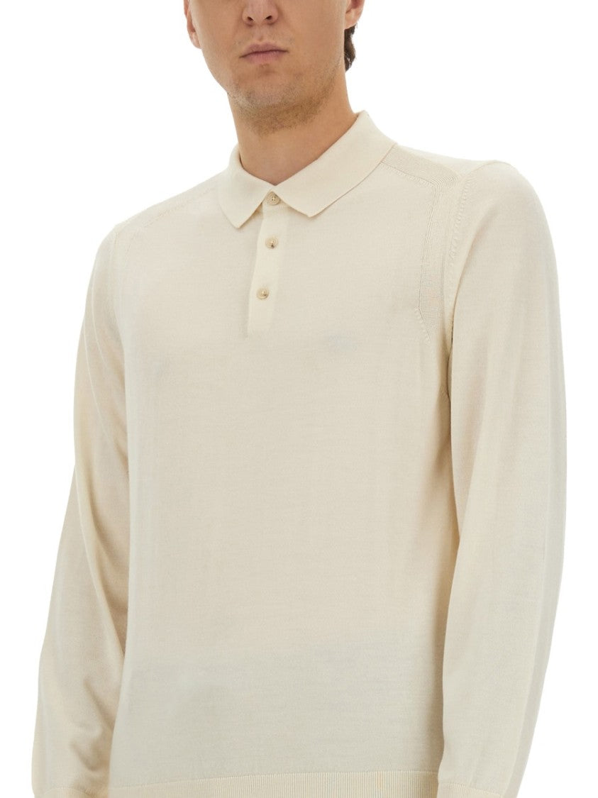 Boss Camel Knitted Polo With Collared Neckline