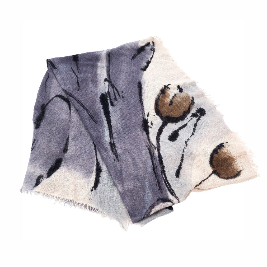 Faliero Sarti Betulla Fringed Floral Cashmere Scarf