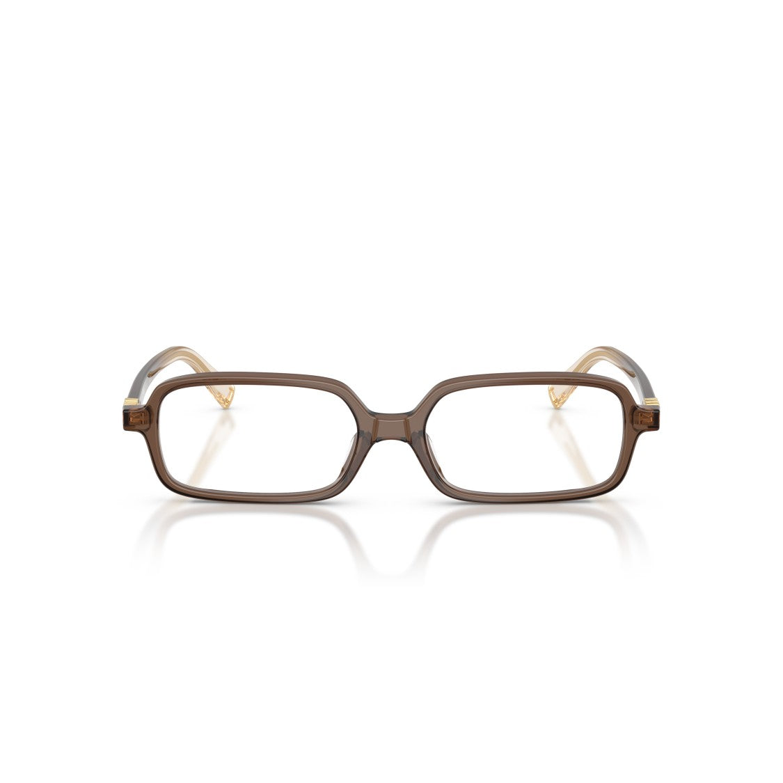 Miu Miu 0Mu 01Yv Translucent Brown Acetate Rectangular Eyeglasses