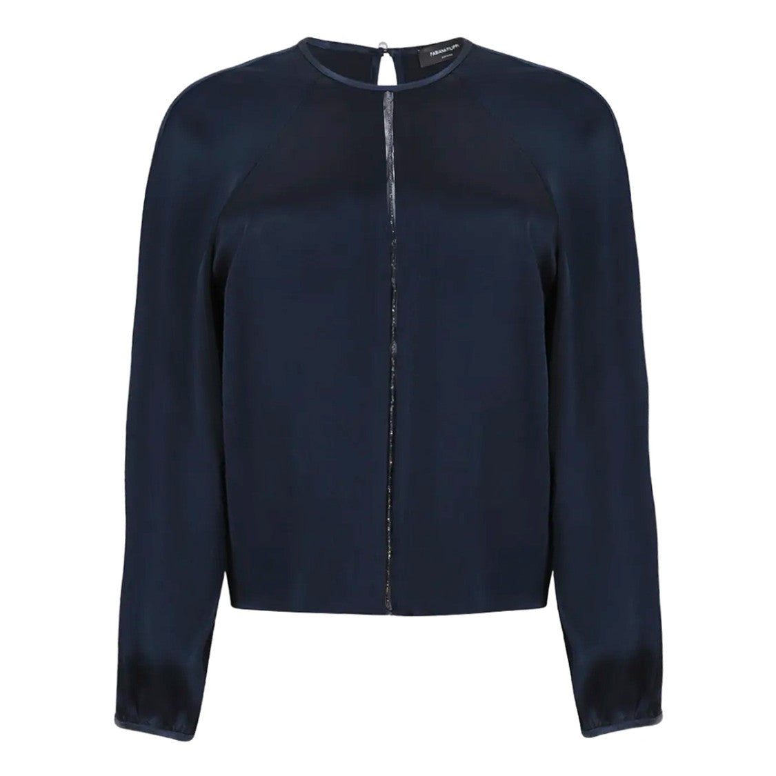 Fabiana Filippi Navy Viscose Top With Gathered Cuffs