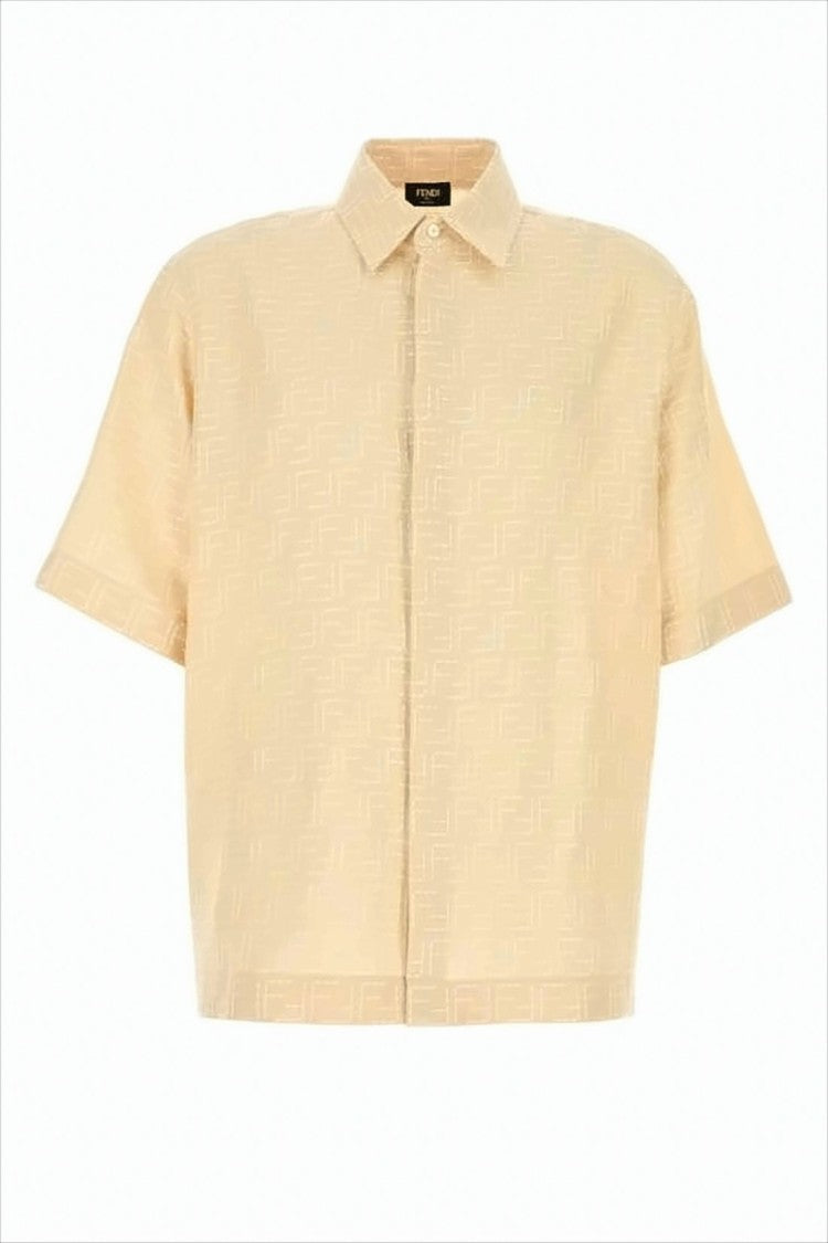 Fendi Cropped Textured Polo Shirt With Classic Collar