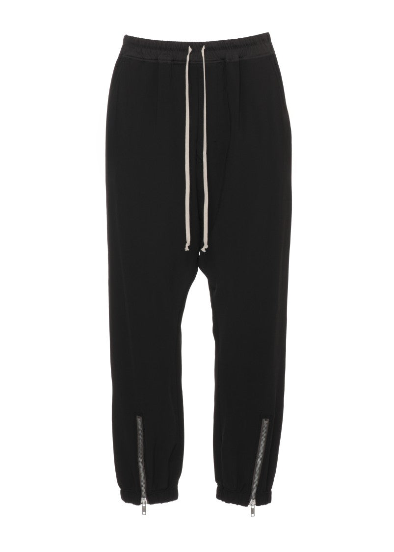 Rick Owens Black Viscose Relaxed-Leg Pants
