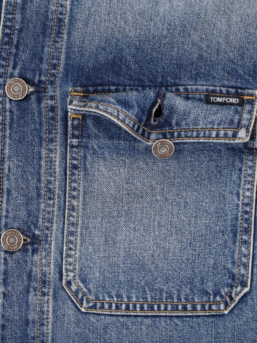Tom Ford Blue Denim Button-Up Jacket