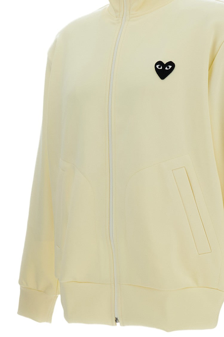 Comme Des Garçons High-Neck Zipped Sweatshirt With Heart Print