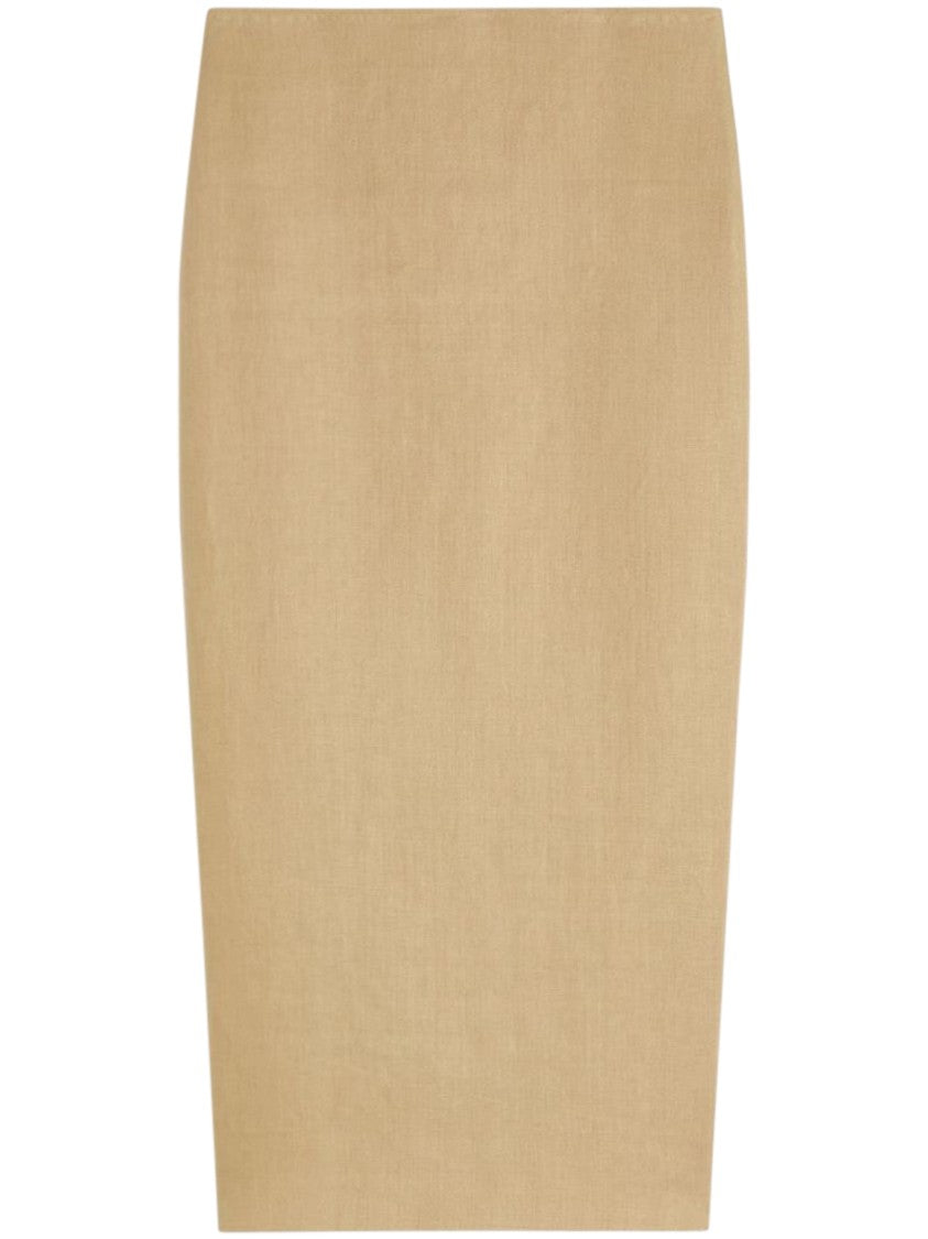 Max Mara Knee-Length Linen Skirt With Back Slit