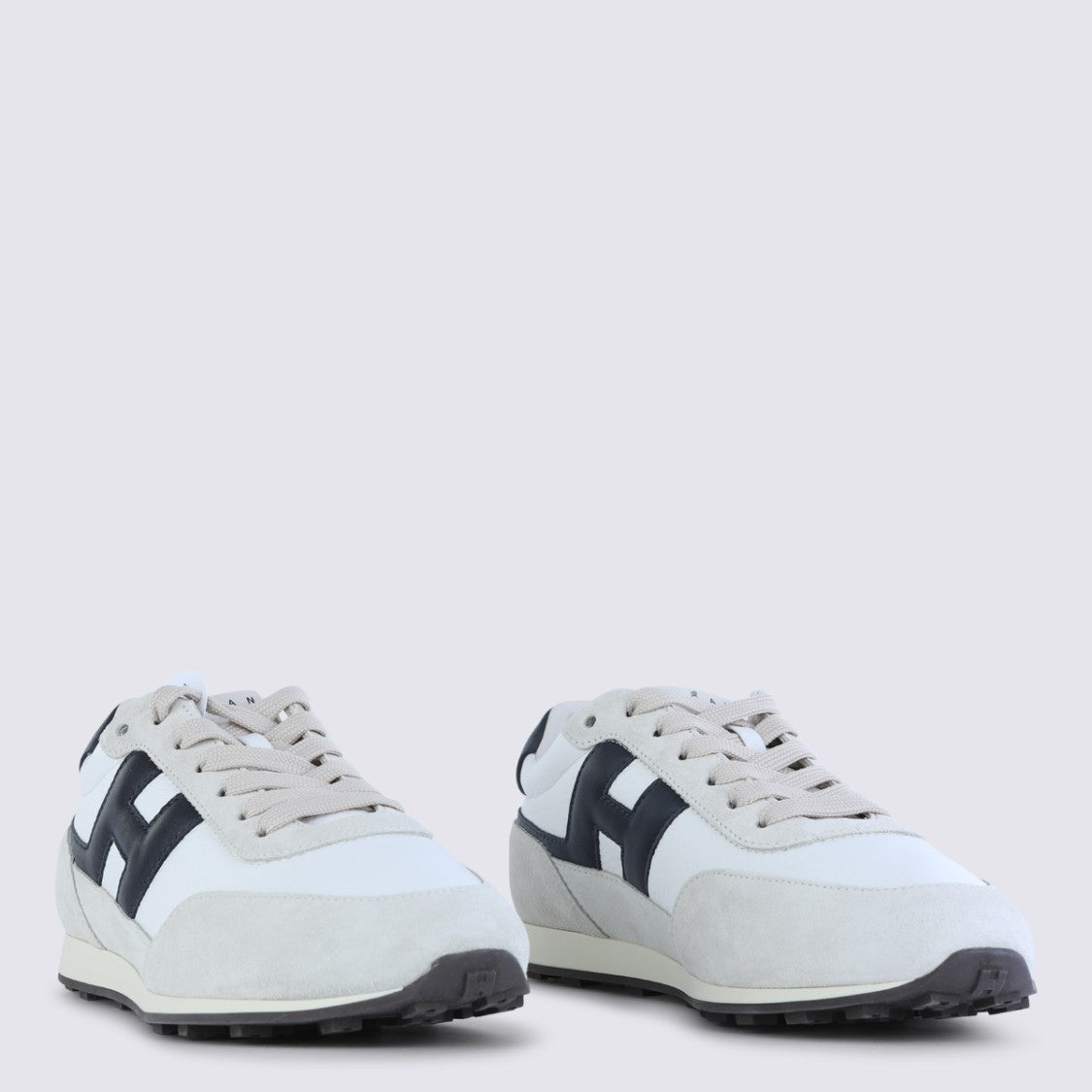 Hogan White And Black Leather Sneakers