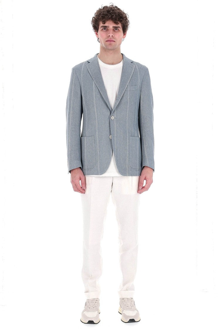 Eleventy Comfort Linen-Cotton Checked Jacket