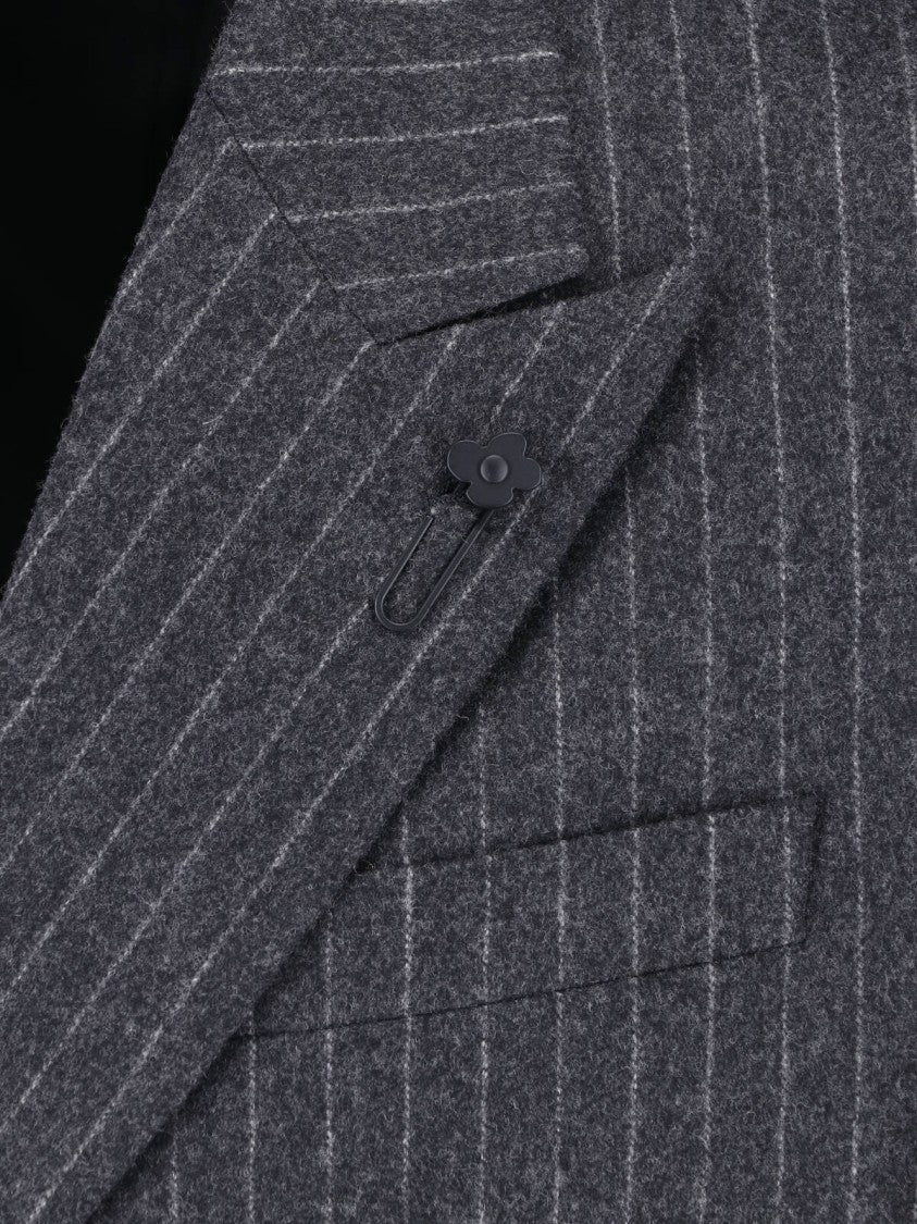 Lardini Double-Breasted Virgin Wool Suit With Pinstripe Design