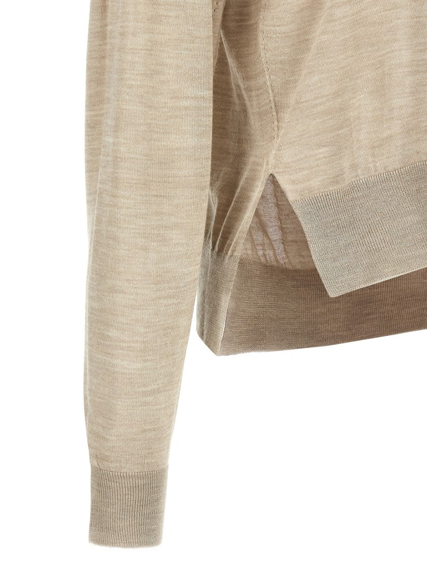 Jil Sander Asymmetrical Wool And Silk Blend Sweater With Side Splits