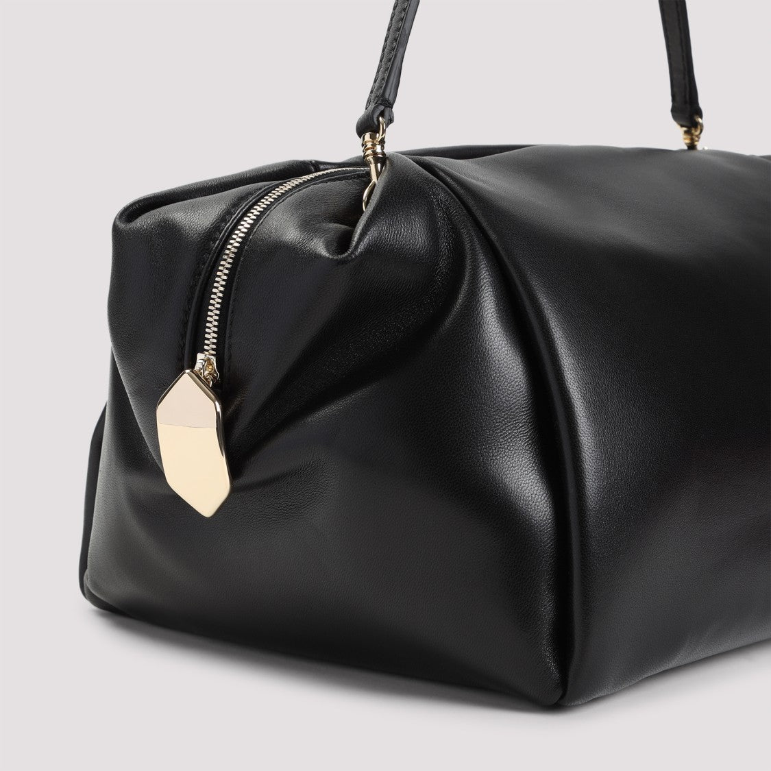 Carven Black Leather Shoulder Bag With Gold Accent