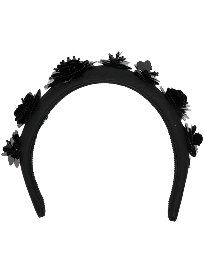 Prada Re-Nylon Headband With 3D Flowers