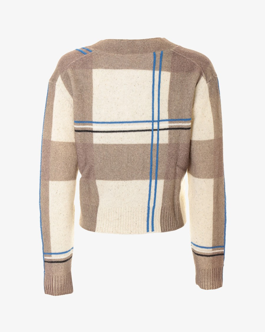 Paul Smith Cropped Check Cardigan With Ribbed Detailing