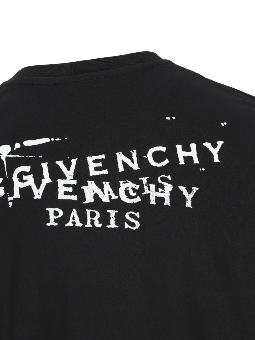 Givenchy Regular Fit Black Cotton Distressed T-Shirt