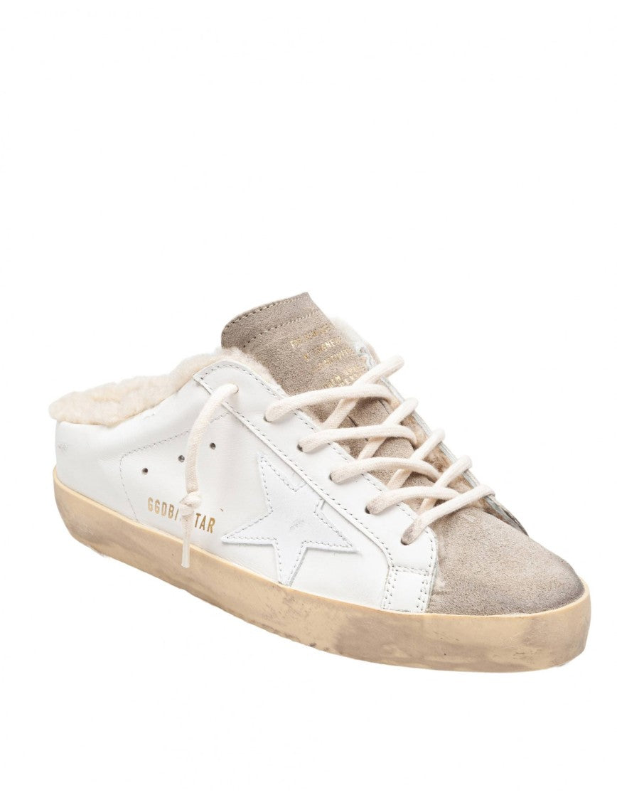Golden Goose Sneakers Super Star Leather Sabot White And Taupe