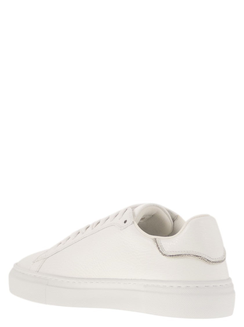 Fabiana Filippi Leather Trainers With Diamond Thread