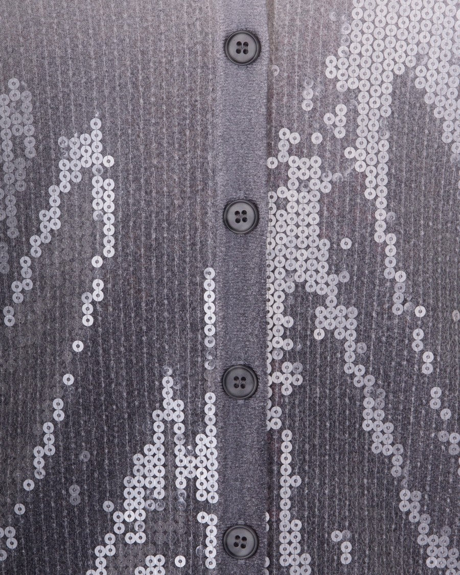 Liu Jo Gray Shaded Sequin Viscose-Blend Cardigan