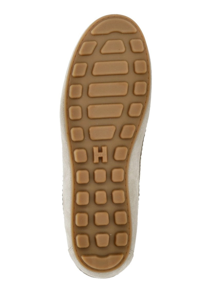 Hogan Beige Olympia Laced Suede Loafers