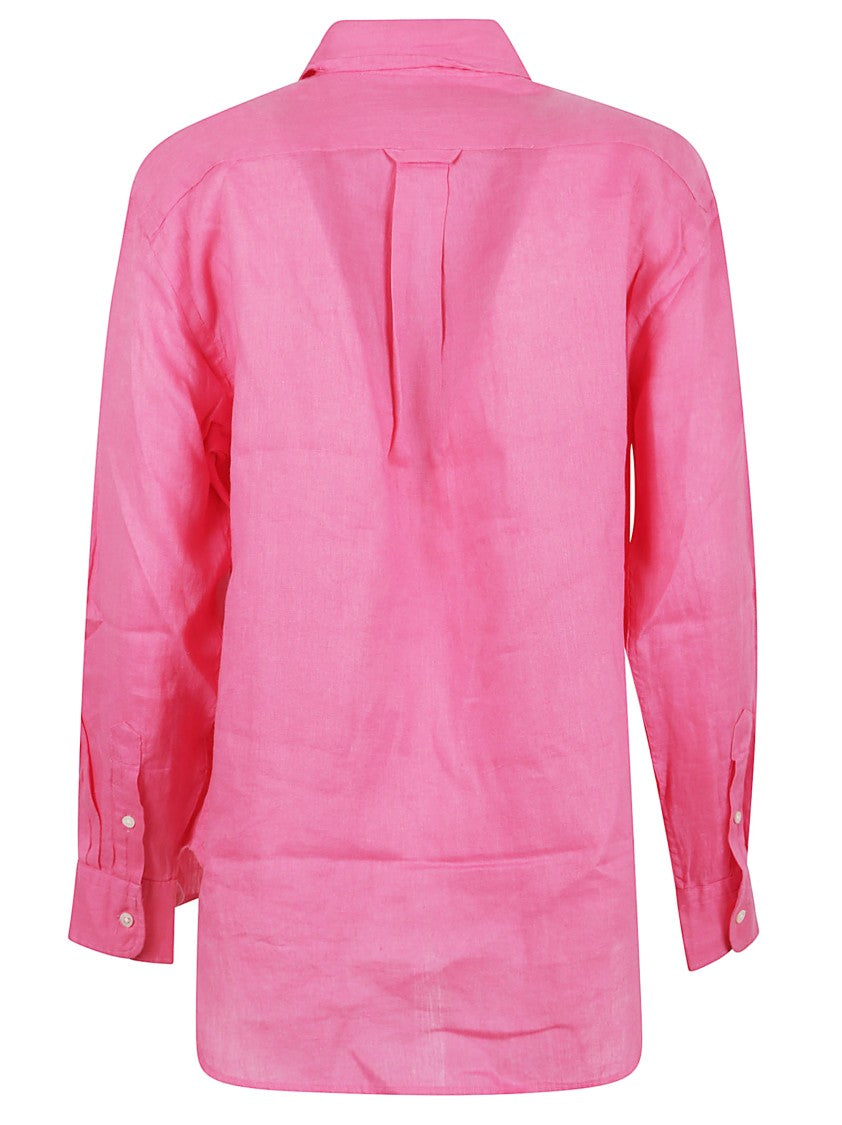 Polo Ralph Lauren Long Sleeve Button-Front Shirt In Soft Pink Linen
