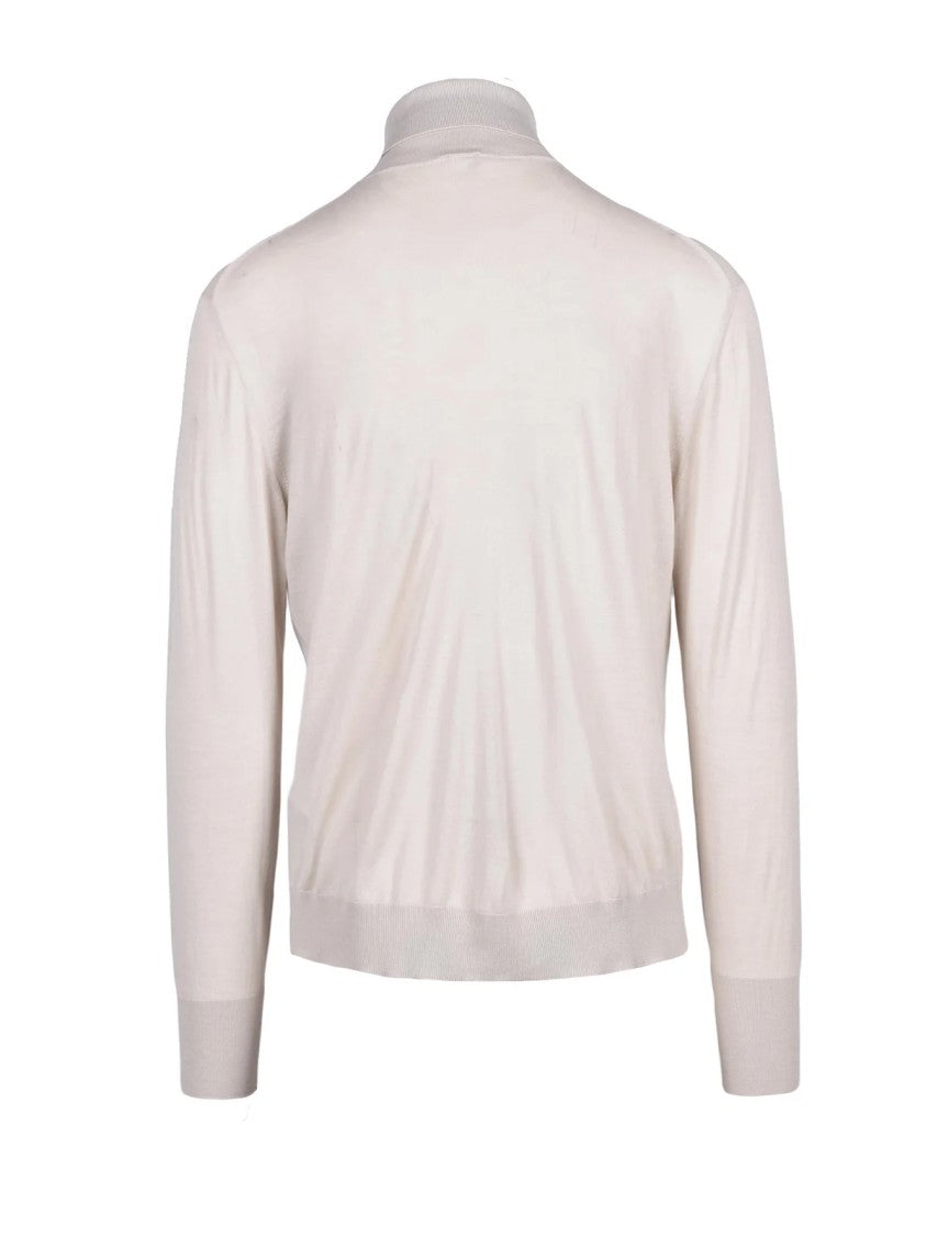 Eleventy Beige Wool Turtleneck Sweater With High Collar