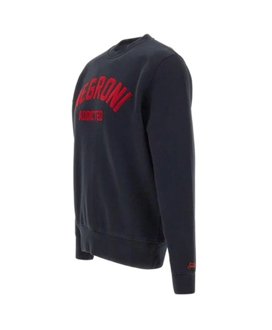 Mc2 Saint Barth Crewneck Black Sweatshirt With Bold Lettering