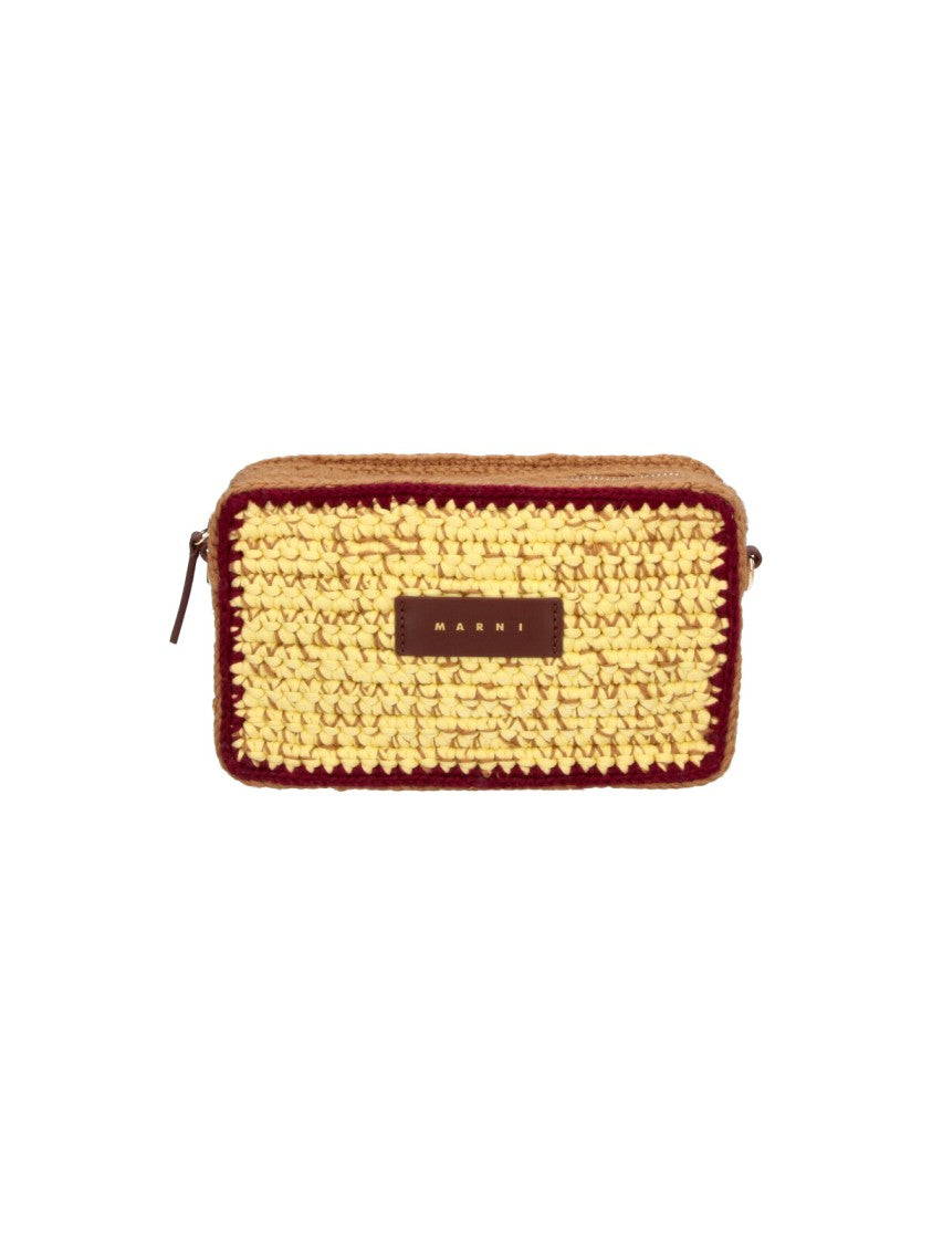 Marni Woven Wool Shoulder Bag With Zip Closure And Removable Strap