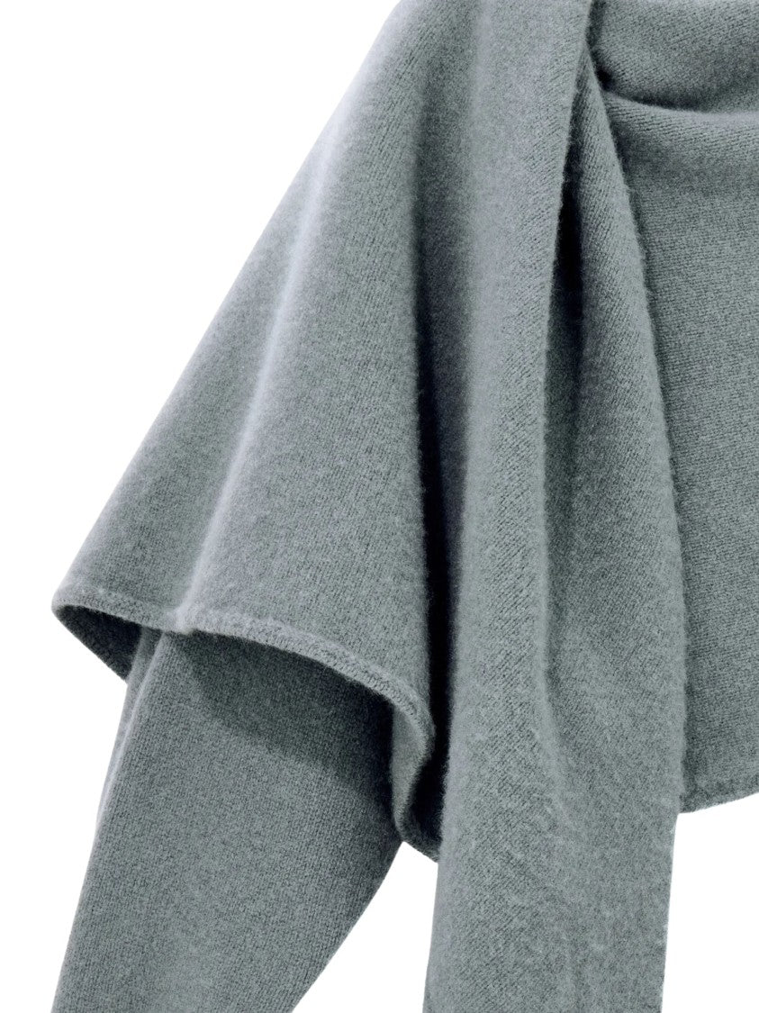 Giorgio Armani Green Light Blue Draped Cashmere Sweater