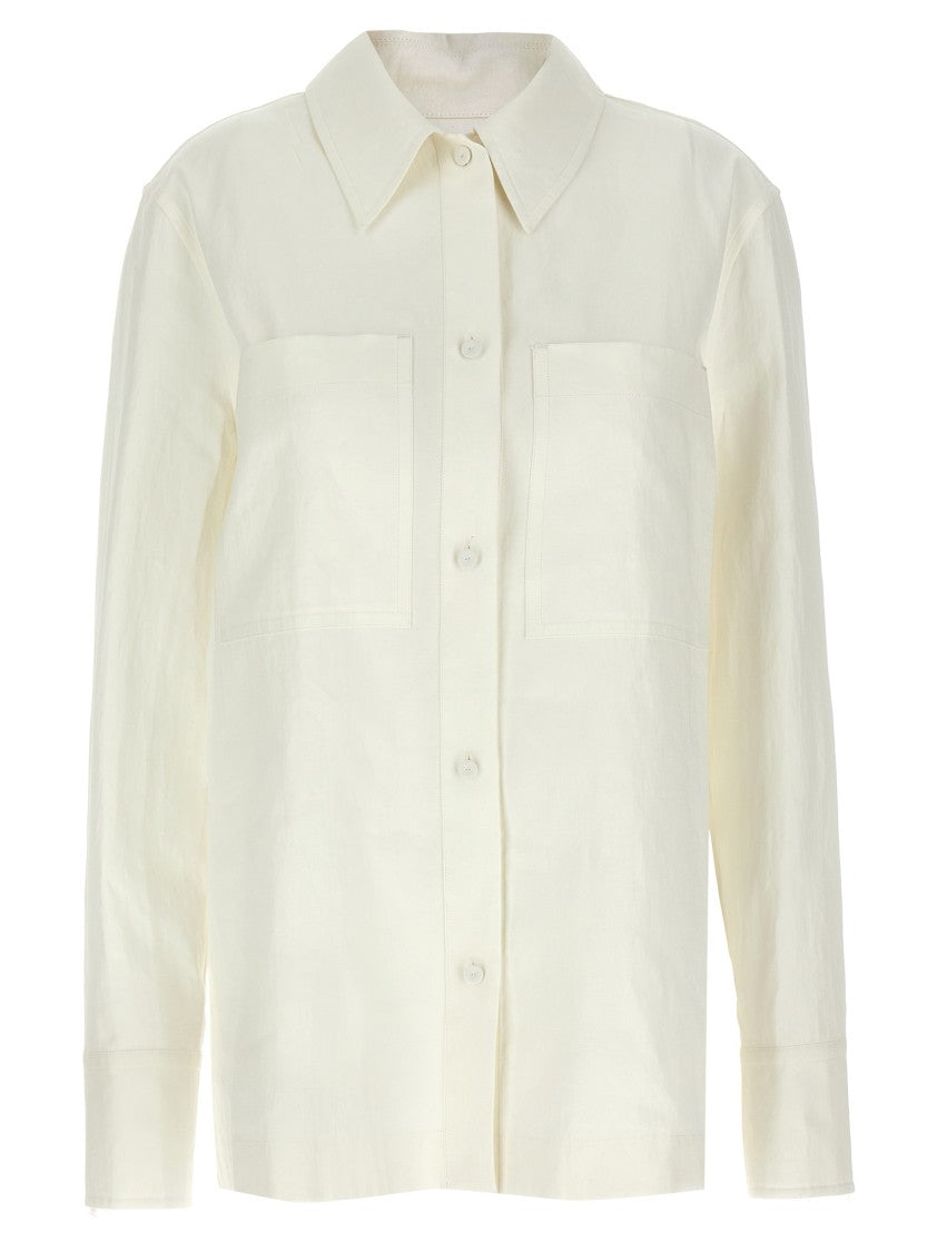 Jil Sander Comfort Fit Linen Shirt With Zip Closure