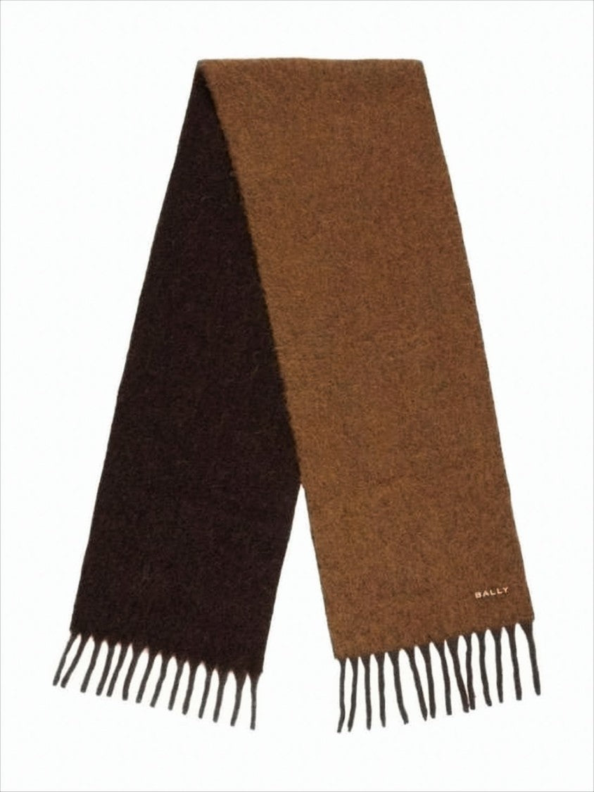 Bally Two-Tone Fringed Scarf With Embroidered Logo