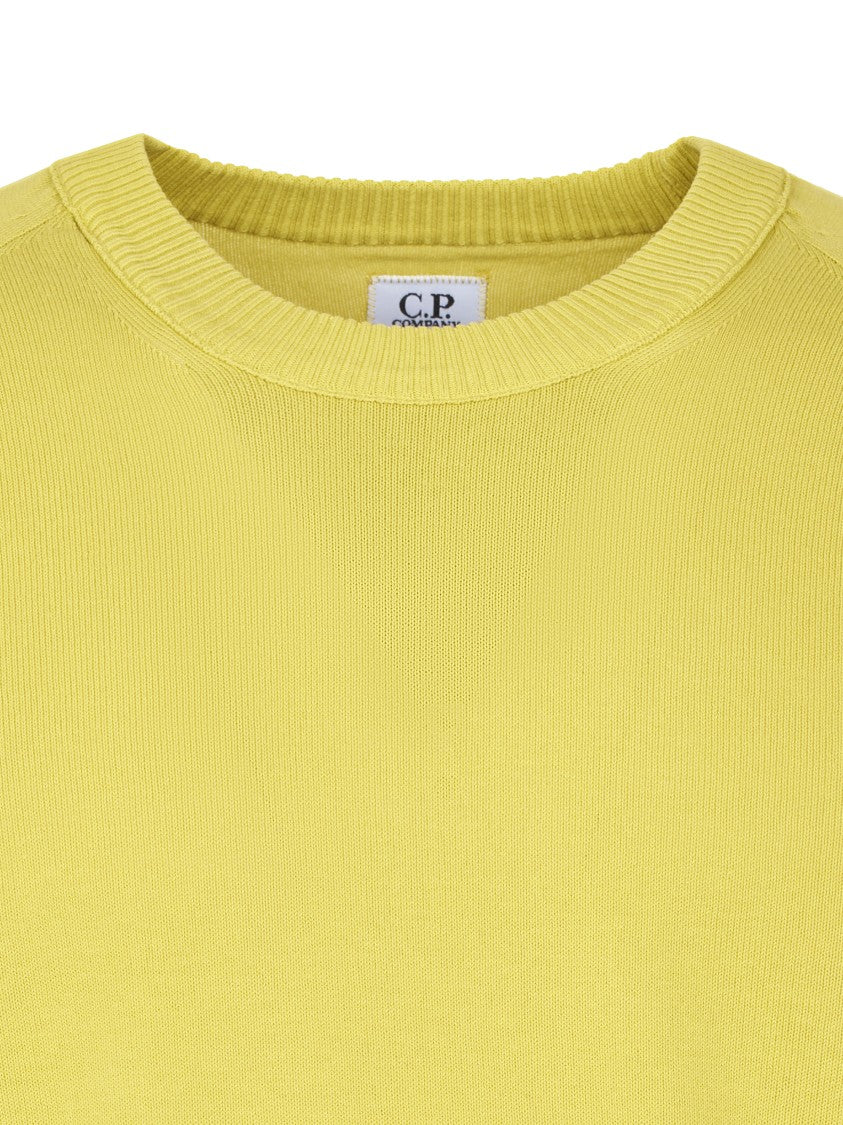 C.P. Company Cotton Crepe Crewneck Sweater With Distinctive Lens Detail