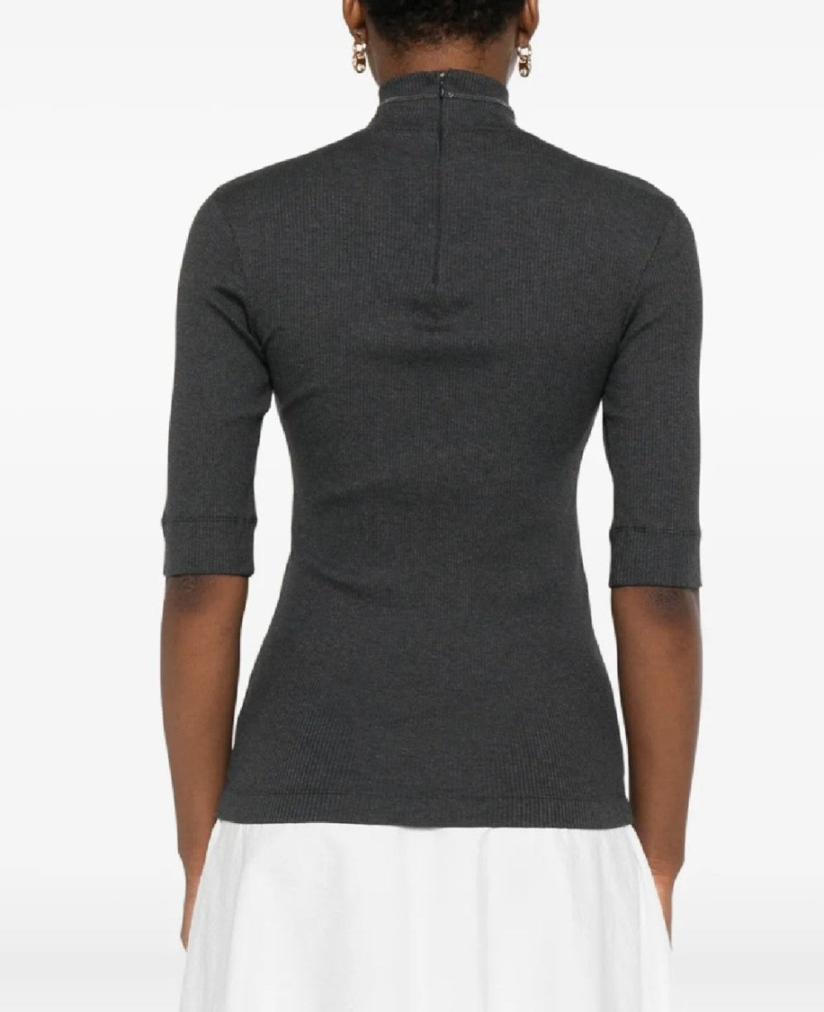 Brunello Cucinelli Short Mock Neck Top