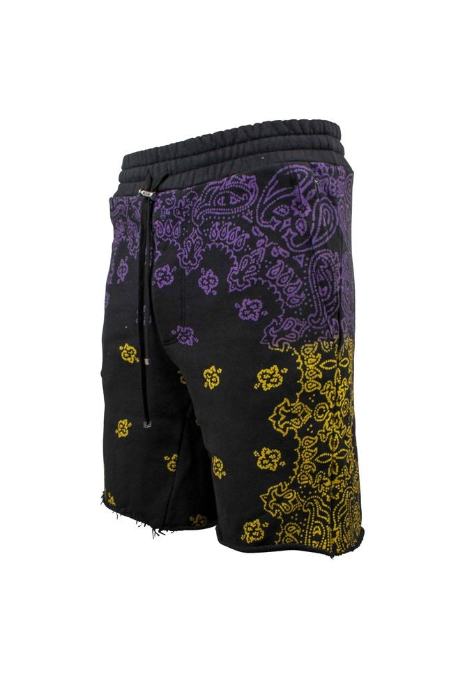 Amiri Printed Black Cotton Shorts With Bandana Design