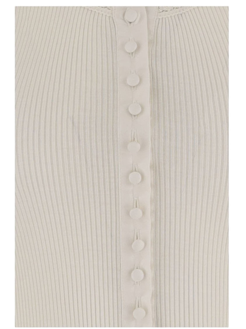 Chloé Ribbed Knit Top With Button-Down Front