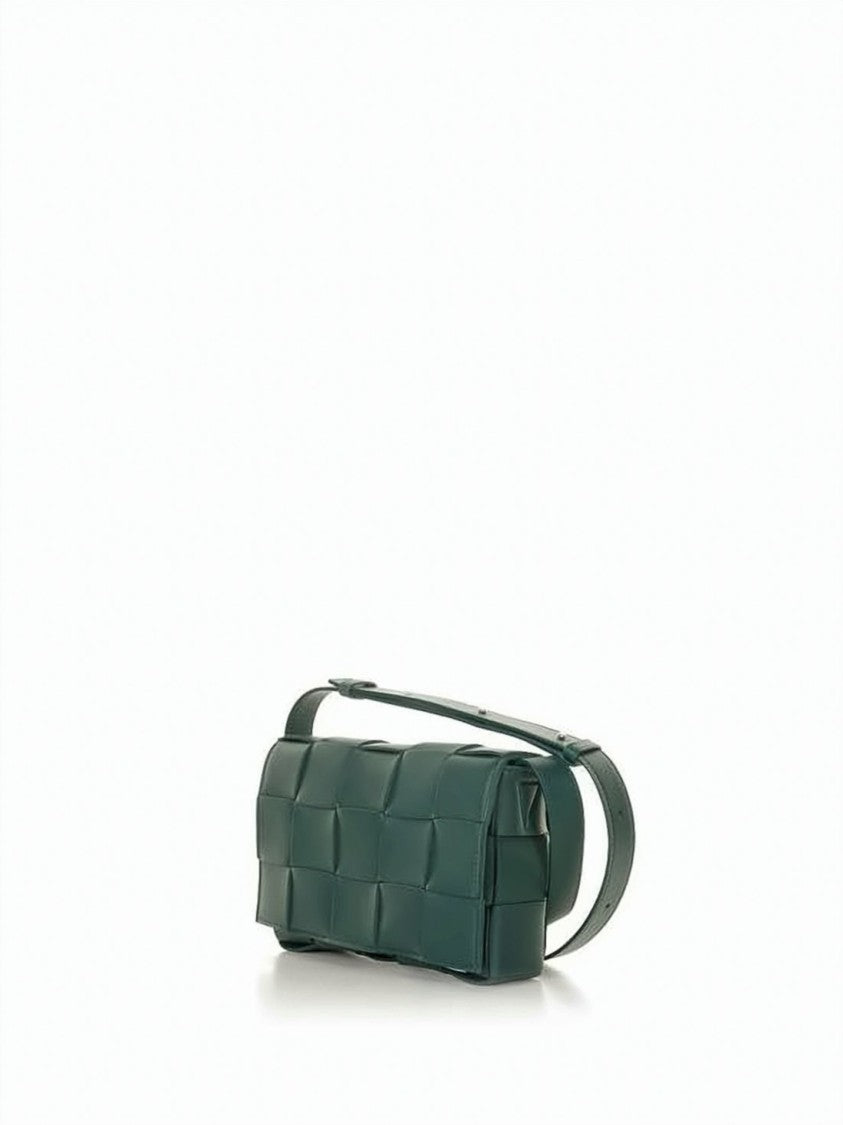 Bottega Veneta Lambskin Leather Shoulder Bag With Woven Pattern