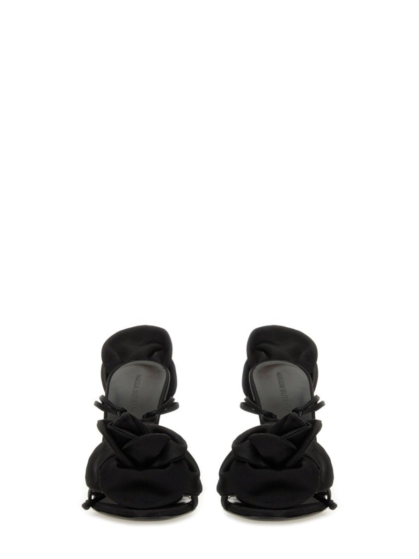 Magda Butrym Floral-Embellished Satin Sandals